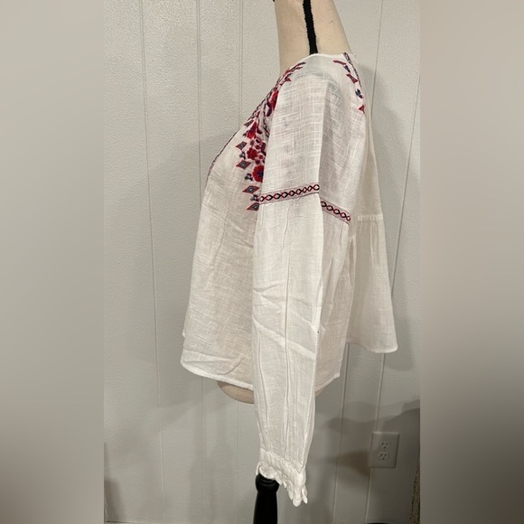 Rebellion embroidery prairie / boho cotton blouse size L - Picture 1 of 9